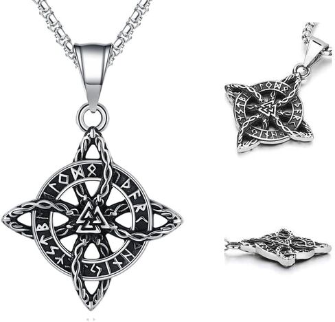 Witches Knot/Viking Rune Mannaz/Pentagram Necklace Amulet Pendant Jewelry Gifts for Women Men in Kuwait
