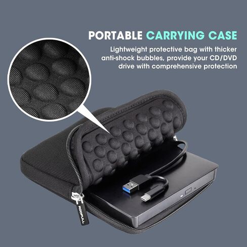 محرك الأقراص المضغوطة الخارجي لـ Roofull CDD لجهاز الكمبيوتر المحمول MAC ، USB 3.0 و USB-C 13 ملم محمولة للغاية CDD DVD Burner Construct Player ROM +/- RW DIRC COMP in Kuwait