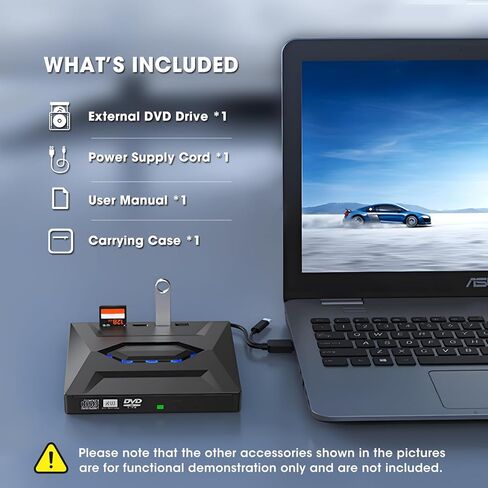 محرك الأقراص المضغوطة الخارجي لـ Roofull CDD لجهاز الكمبيوتر المحمول MAC ، USB 3.0 و USB-C 13 ملم محمولة للغاية CDD DVD Burner Construct Player ROM +/- RW DIRC COMP in Kuwait