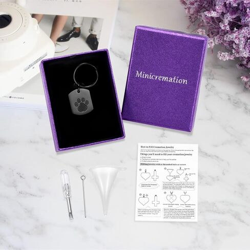 Minicremation Cremation Jewelry Urn Necklace for Ashes for Pet, Paw Print Memorial Ash Jewelry, Keepsake Pendant for Pet's Cat Dog's Ashes with Filling Kit in Saudi Arabia