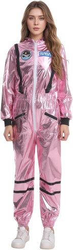 زي رائد الفضاء LMYOVE للنساء بأكمام طويلة مع حزام قابل للتعديل ورقع لحفلات الهالوين التنكرية in Kuwait