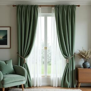Teetia Luxurious Sage Green Velvet Curtains,Heavy Duty Room Darkening Sage Green Curtains for Living Room&Bedroom, Rod Pocket, W52*L84 Inch, Set of 2 in Saudi Arabia