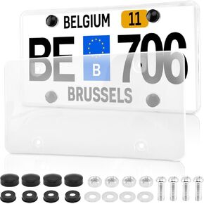 Clear License Plate Covers, 2 Pack Unbreakable Car Tag Frame Protector with Screws Caps and Rattle Proof Pads, Standard US Plates Protective Shield(Style:Black Frame) in Kuwait