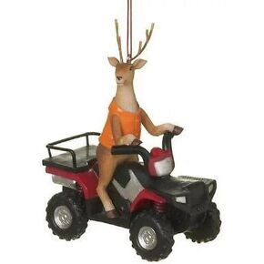 Deer Hunter Buck on ATV Four Wheeler Resin Stone Christmas Tree Ornament by Midwest-CBK in Saudi Arabia