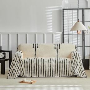 Flannel Boho Sofa Covers Winter Couch 3-4 Cushion Covers for XXL Couch Sofa for Pet Soft Warm Non Slip Fleece Living Room Loveseat Cover Washable and Easy Care Furniture Protector 91"x150" Dark Gray in Kuwait