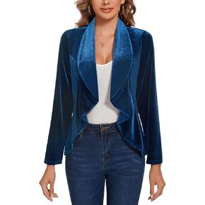 MINTLIMIT Velvet Blazers for Women Casual Work Office Long Sleeve Open Front Cardigan Ruffle Suit Jacket Coat Blazer in Kuwait
