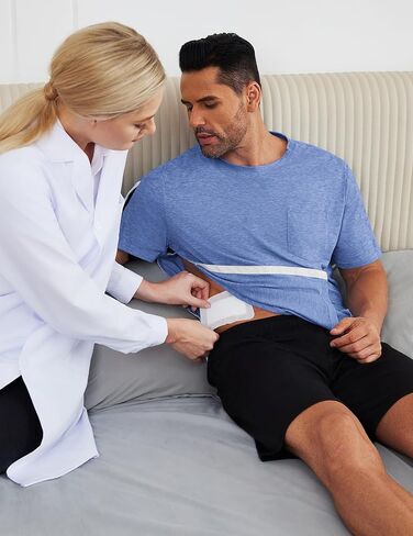 Deyeek Men's Post Shoulder Surgery Shirts Recovery Tear Away Short Sleeve Full Open Side Snap Adaptive Chemo Clothing in Kuwait