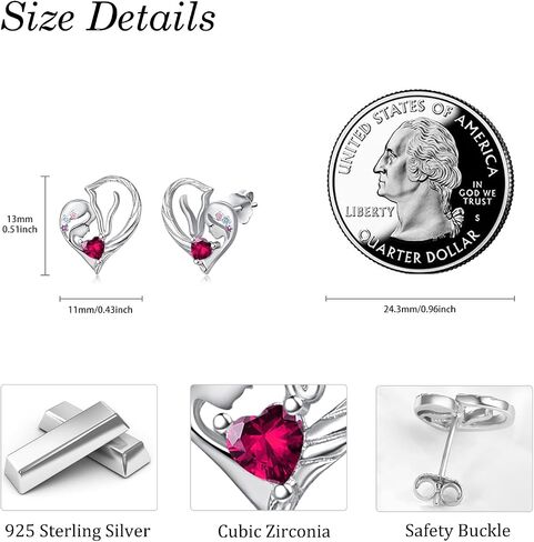 TANGPOET Horse Birthstone Stud Earrings for Women Horse Lovers 925 Sterling Silver Hypoallergenic Earring for Sensitive Ears Jewelry Gifts for Birthday in Saudi Arabia