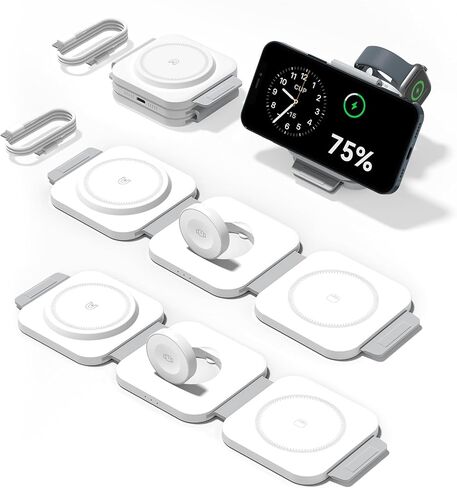 3 في محطة شحن واحدة لأجهزة Apple المتعددة ، Dock الشاحن اللاسلكي السريع القابل للطي ، وسادة شحن السفر لـ iPhone 16 15 14 13 Pro Max Plus Apple Watch Series & Airpods 4/3/2/PRO in Kuwait