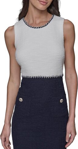 KARL LAGERFELD Women's Contrast Knit Sleeveless Mini Dress in Saudi Arabia