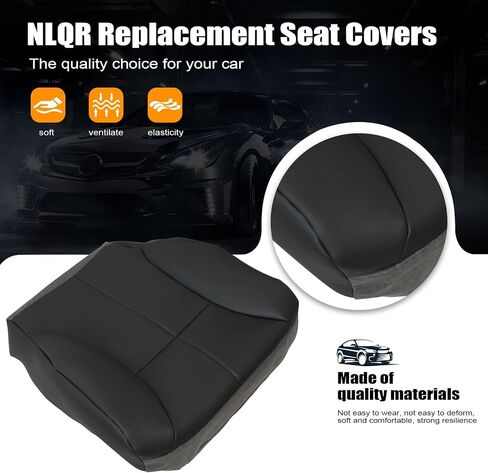 NLQR Black Driver and Passenger Sides Bottom Replacement Microfiber Leather Seat Covers Compatible with Dodge Ram 1500 2500 3500 1998 1999 2000 2001 2002 in Kuwait