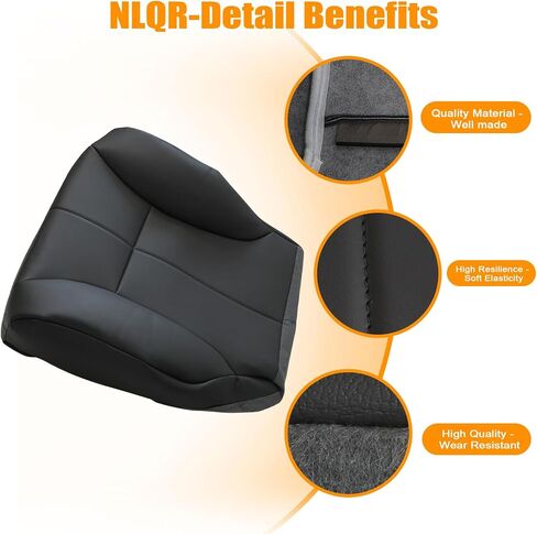 NLQR Black Driver and Passenger Sides Bottom Replacement Microfiber Leather Seat Covers Compatible with Dodge Ram 1500 2500 3500 1998 1999 2000 2001 2002 in Kuwait