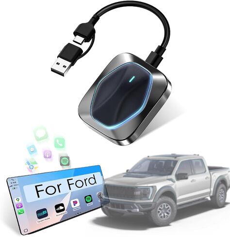 Carplay Wireless Adapter for iPhone,RGB Light Mini Size Bluetooth 5.3 WiFi 5.8 GHz,Plug and Play Convert Wired to Apple Carplay Wireless Adapter,Connect Stable No Delay Lag(USB-A/Type-C Port) 03BB in Kuwait