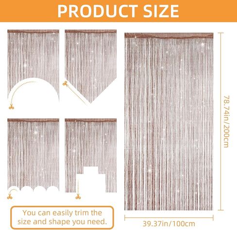 10 عبوات من ستائر سلسلة مقاس 39 × 79 بوصة للمداخل، هامش معلق لغرفة الهبي ومقسم للخصوصية وستائر مطرزة لامعة لنوافذ الباب والممرات ومدخل الحائط وحفلات غرفة النوم، بلون الشمبانيا in Kuwait