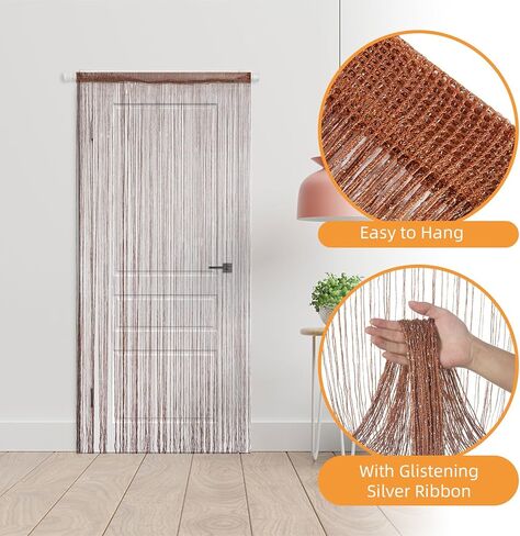 10 عبوات من ستائر سلسلة مقاس 39 × 79 بوصة للمداخل، هامش معلق لغرفة الهبي ومقسم للخصوصية وستائر مطرزة لامعة لنوافذ الباب والممرات ومدخل الحائط وحفلات غرفة النوم، بلون الشمبانيا in Kuwait