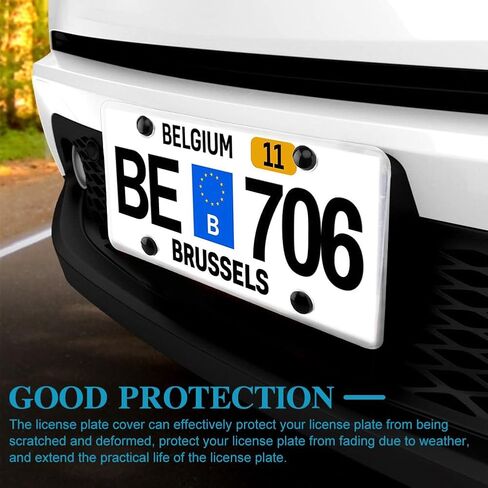 Clear License Plate Covers, 2 Pack Unbreakable Car Tag Frame Protector with Screws Caps and Rattle Proof Pads, Standard US Plates Protective Shield(Style:Black Frame) in Kuwait