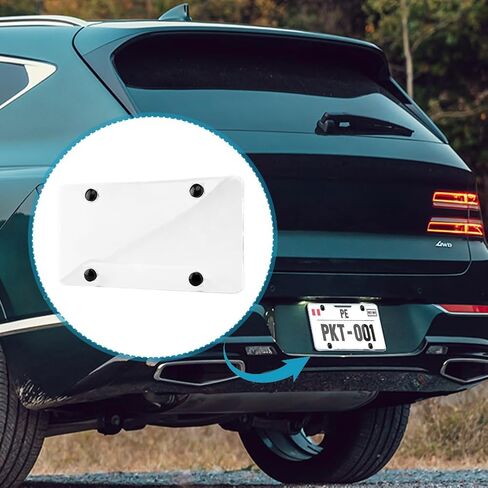 Clear License Plate Covers, 2 Pack Unbreakable Car Tag Frame Protector with Screws Caps and Rattle Proof Pads, Standard US Plates Protective Shield(Style:Black Frame) in Kuwait