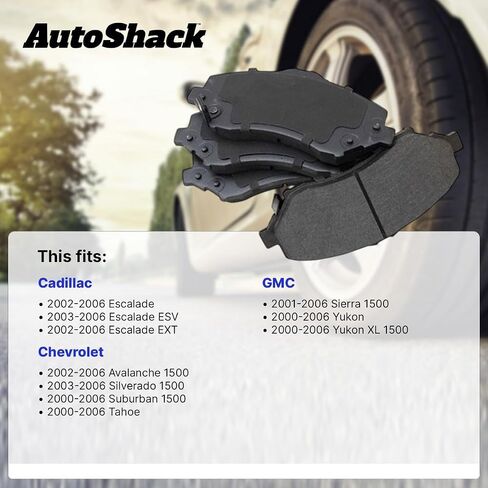 AutoShack Front & Rear Ceramic Brake Pad Set | Replacement for 2000-2006 Chevrolet Tahoe 2000-2006 GMC Yukon 2000-2006 GMC Yukon XL 1500 | 8-PC in Saudi Arabia