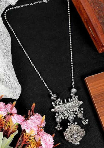Designer Afghani Antique Oxidised Silver Indian Ethnic Boho Tribal Gypsy Long Necklace Jewelry Women in Saudi Arabia