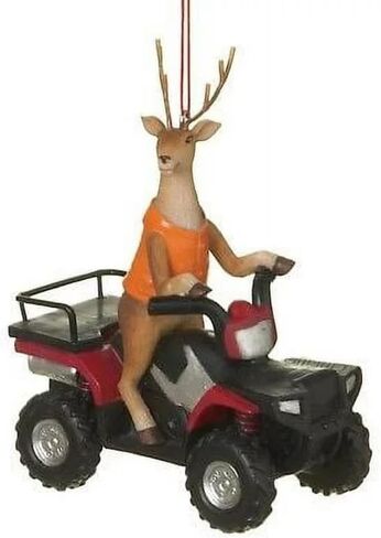 زينة شجرة عيد الميلاد من حجر الراتينج ATV ذات العجلات الأربع من طراز Deer Hunter Buck من Midwest-CBK in Saudi Arabia