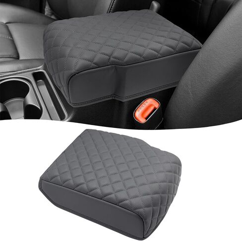 غطاء مسند ذراع وحدة التحكم المركزية KBH لسيارة Jeep Commander & Grand Cherokee 2005 2006 2007 2008 2009 2010، واقي وحدة التحكم الأوسط المخصص، جلد PU، مضاد للخدش، رمادي داكن in Kuwait