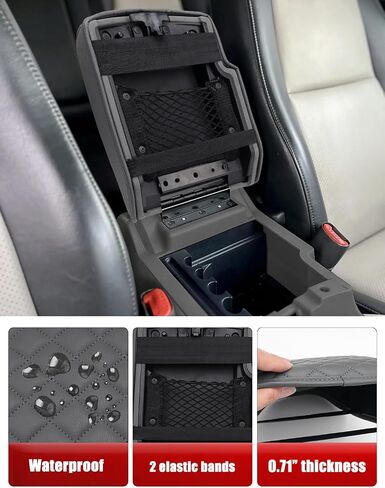 غطاء مسند ذراع وحدة التحكم المركزية KBH لسيارة Jeep Commander & Grand Cherokee 2005 2006 2007 2008 2009 2010، واقي وحدة التحكم الأوسط المخصص، جلد PU، مضاد للخدش، رمادي داكن in Kuwait
