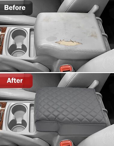 غطاء مسند ذراع وحدة التحكم المركزية KBH لسيارة Jeep Commander & Grand Cherokee 2005 2006 2007 2008 2009 2010، واقي وحدة التحكم الأوسط المخصص، جلد PU، مضاد للخدش، رمادي داكن in Kuwait