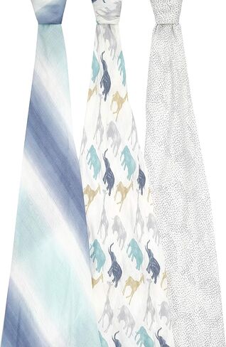 aden + anais assentials حريري ناعم ناعم بطانية طفل ، 100 ٪ من الخيزران شاشات شاشات للفتيات والفتيان ، وتلقي الطفل القماش ، ومجموعة التقويم المولود الجديد والرضع ، 2 عبوة ، مجرة ​​كوني in Kuwait