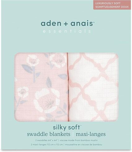 aden + anais assentials حريري ناعم ناعم بطانية طفل ، 100 ٪ من الخيزران شاشات شاشات للفتيات والفتيان ، وتلقي الطفل القماش ، ومجموعة التقويم المولود الجديد والرضع ، 2 عبوة ، مجرة ​​كوني in Kuwait