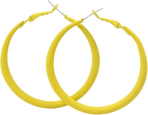 Matte Neon Colorful Round Circle Chunky Hoop Lightweight Drop Earrings 80s 90s Vintage Retro Party Exaggerated Multicolor Hoop Earring Classic Y2k Jewelry for Women in Saudi Arabia
