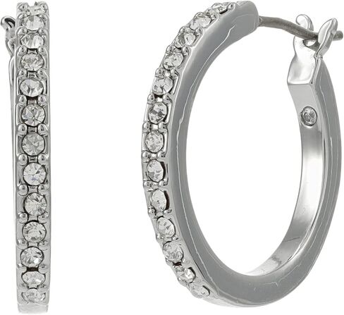 Karl Lagerfeld Paris 18mm Crystal Pave Hoop Earrings, Silver Tone/Clear, One Pair in Saudi Arabia