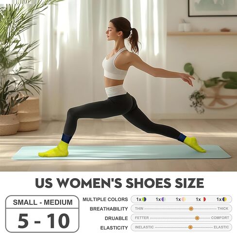 6 Pairs Grip Socks Pilates Socks with Grip for Women, Solid Non Slip Yoga Athletic Socks Grippy Ankle Socks for Barre, Ballet, Workout, Elderly, Hospital, Christmas gifts in Kuwait