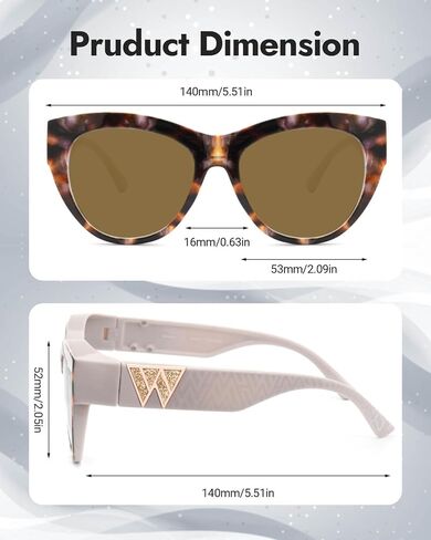 Meeloog Over Glasses Sunglasses for Women Polarized Trendy Cateye Shades Go Over Glass Women UV400 Protection MST0069 in Kuwait