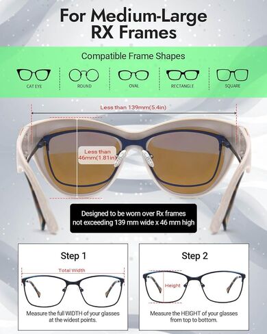 Meeloog Over Glasses Sunglasses for Women Polarized Trendy Cateye Shades Go Over Glass Women UV400 Protection MST0069 in Kuwait