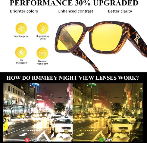 Chicid Night Driving Glasses Fit Over for Women, Wrap Around Glasses HD Yellow Night Vision Glasses in Kuwait