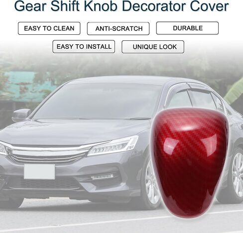 Gear Shift Knob Decorator Cover for Honda Accord 2013-2017 Console Interior Trim Sticker Styling Decor Carbon Fiber Red Adhesive Backing 1 Pcs in Saudi Arabia