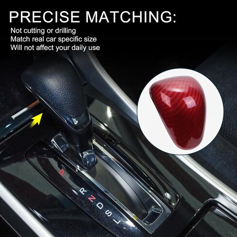 Gear Shift Knob Decorator Cover for Honda Accord 2013-2017 Console Interior Trim Sticker Styling Decor Carbon Fiber Red Adhesive Backing 1 Pcs in Saudi Arabia