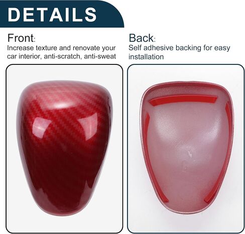 Gear Shift Knob Decorator Cover for Honda Accord 2013-2017 Console Interior Trim Sticker Styling Decor Carbon Fiber Red Adhesive Backing 1 Pcs in Saudi Arabia