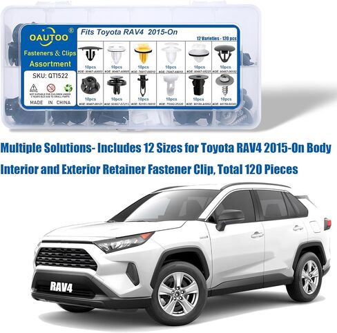 120 قطعة من OAUTOO تناسب Toyota RAV4 2015-On Body الداخلية والخارجية، مشبك تثبيت متنوع، غطاء محرك السيارة وغطاء ممتص الصدمات، بطانة الحاجز، مشابك لوحة زخرفة الباب in Saudi Arabia