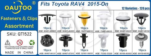 120 قطعة من OAUTOO تناسب Toyota RAV4 2015-On Body الداخلية والخارجية، مشبك تثبيت متنوع، غطاء محرك السيارة وغطاء ممتص الصدمات، بطانة الحاجز، مشابك لوحة زخرفة الباب in Saudi Arabia