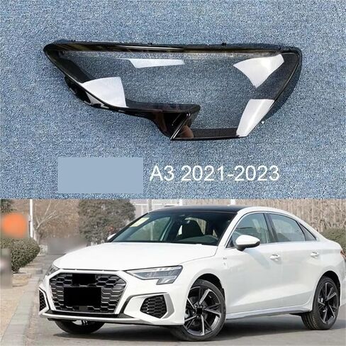 متوافق مع A3 S3 RS3 2021 2022 غطاء للعدسات الأمامية غطاء إضاءة الرأس غطاء المصباح الزجاجي (يسار) in Saudi Arabia