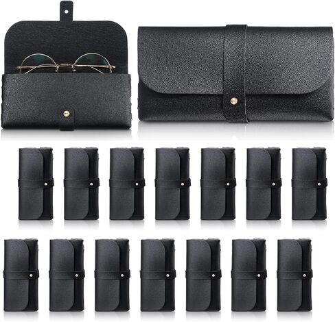 15 Pack Eyeglass Case Soft Glasses Case Studded Sunglasses Pouch Portable PU Leather Bag for Women Men in Saudi Arabia