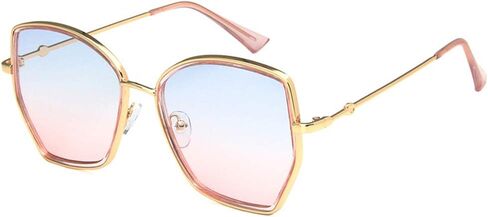 Shiratori Unisex Sunglasses Fashion Gold Blue Pink Drive Holiday Square Non-Polarized UV400 in Saudi Arabia