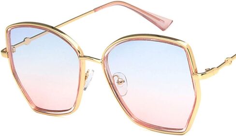 Shiratori Unisex Sunglasses Fashion Gold Blue Pink Drive Holiday Square Non-Polarized UV400 in Saudi Arabia