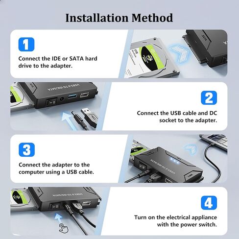 محول SATA إلى USB 3.0 ، SATA إلى كابل USB ، كابل محرك أقراص ثابتة خارجي لمدة 2.5 "3.5 بوصة SSD/HDD حتى 20 تيرابايت محول الدعم UASP مع Samsung Seagate WD Hitachi مع محول 12V 24W DC in Kuwait