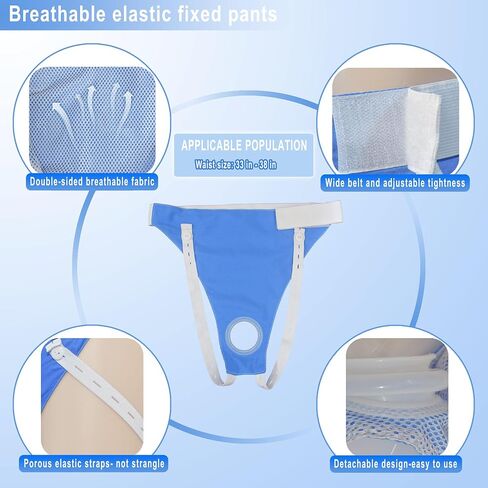 Urine Collection Bag Condom Catheters for Men Reusable Portable Wearable Silicone Urinary Drainage,2Catheter Bags(1000mL +2000mL),2 Tube(1m + 2m),1*S Hooks,1*Cotton Pants(Men -Blue) in Saudi Arabia