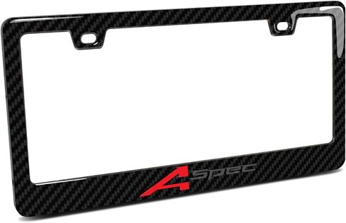 iPick Image for Acura A-Spec Logo in 3D Gray Letters on Black Real 3K Carbon Fiber Finish ABS Plastic License Plate Frame in Saudi Arabia