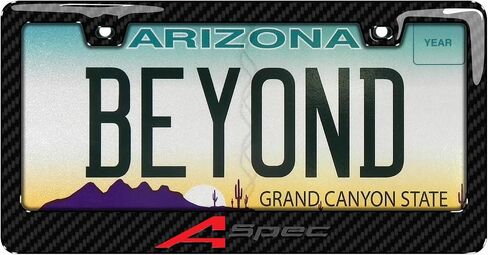 iPick Image for Acura A-Spec Logo in 3D Gray Letters on Black Real 3K Carbon Fiber Finish ABS Plastic License Plate Frame in Saudi Arabia