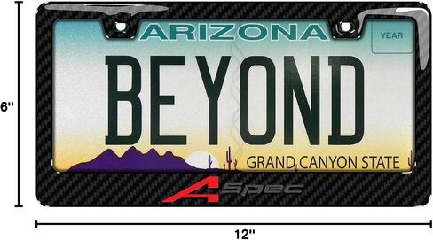 iPick Image for Acura A-Spec Logo in 3D Gray Letters on Black Real 3K Carbon Fiber Finish ABS Plastic License Plate Frame in Saudi Arabia
