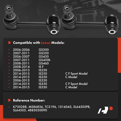 A-Premium 2 × وصلات شريط التثبيت الخلفية، متوافقة مع Lexus GS300 2006، GS350 2007-2011، GS430 2006-2007، GS450h 2007-2011، GS460 2008-2011، IS F 2008-2014، IS250/IS350 2006-2015 in Saudi Arabia
